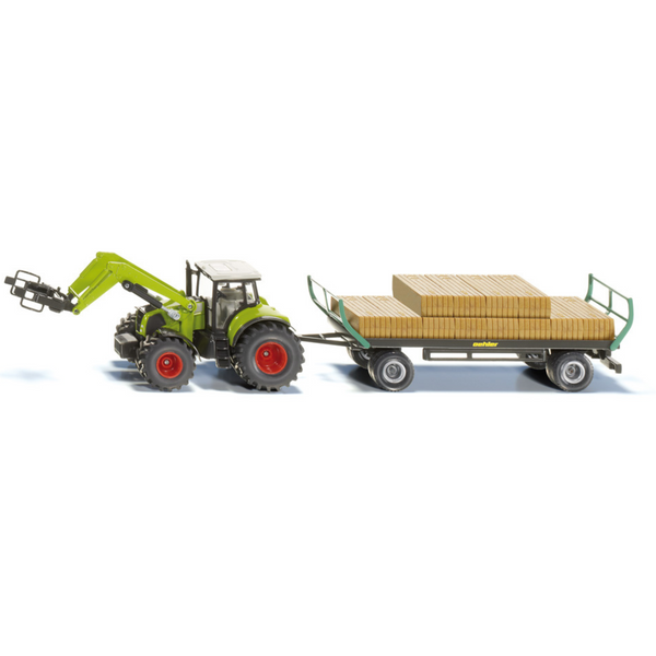 Siku Claas Tractor with Loader & Bale Trailer