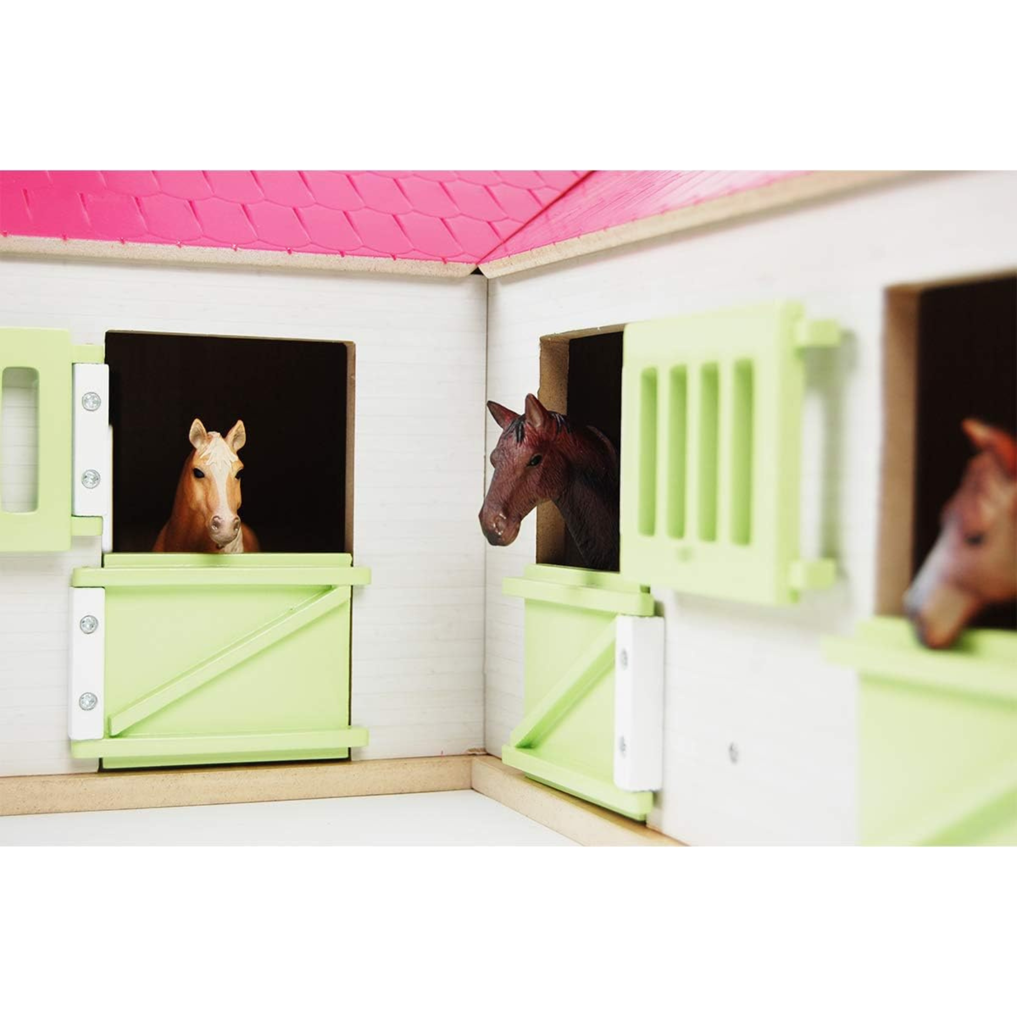 Kids Globe Pink Wooden Horse Stable 1:24 Scale with 3 Stalls