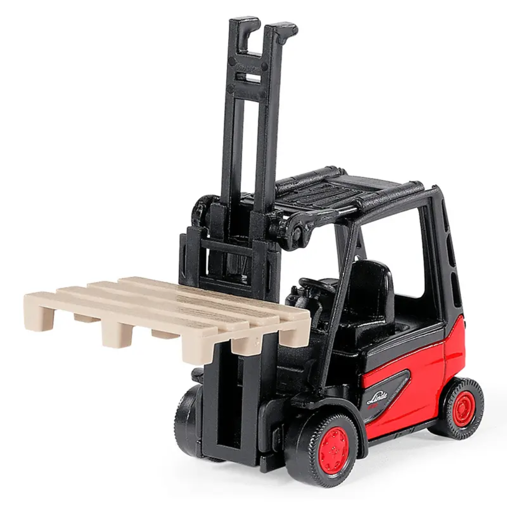 Forklift Toy Construction Vehicle - Pull Back Liftable Alloy Model For Kids 3 Years & Up With Cardboard Box & Floor Sheet