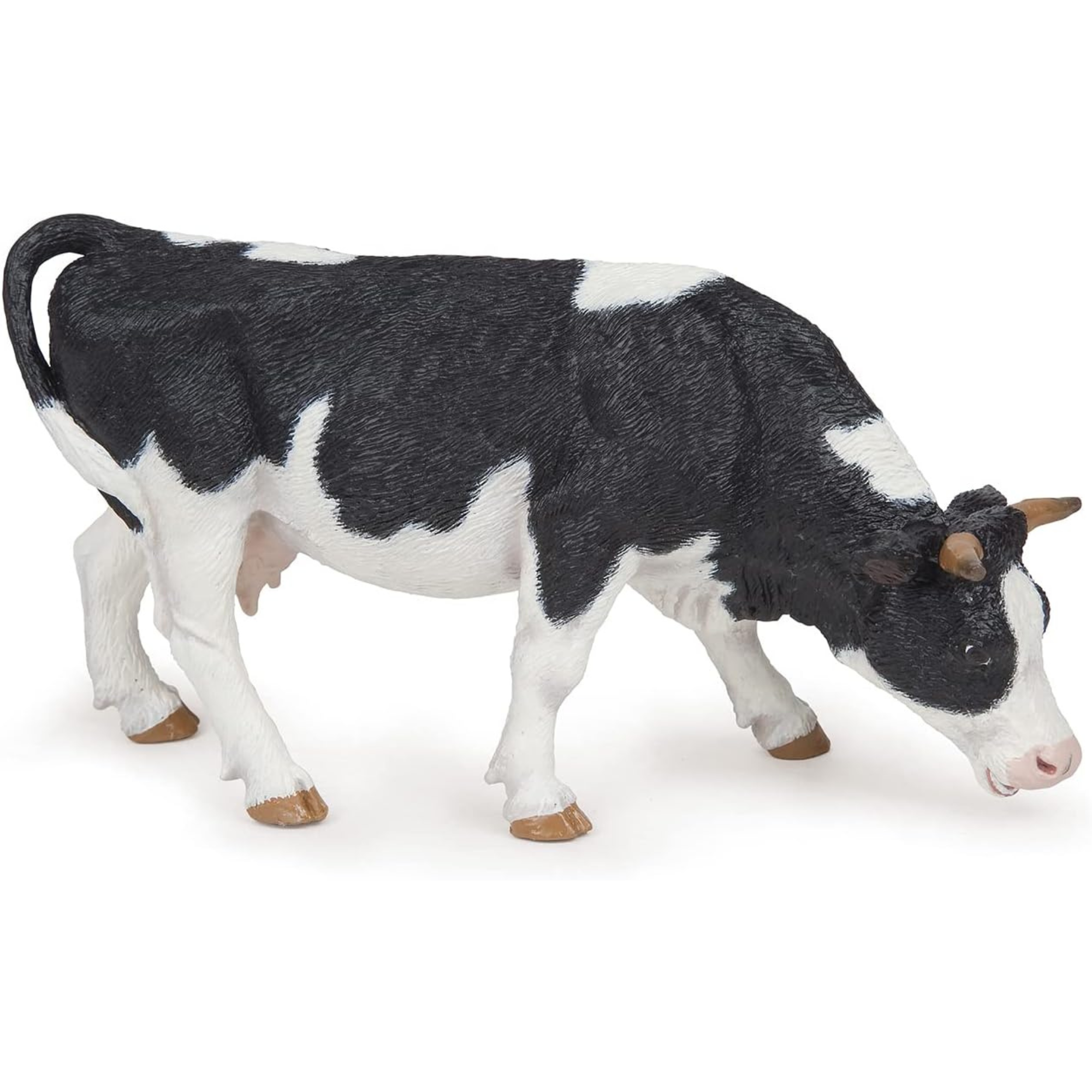 Papo Black and White Grazing Cow