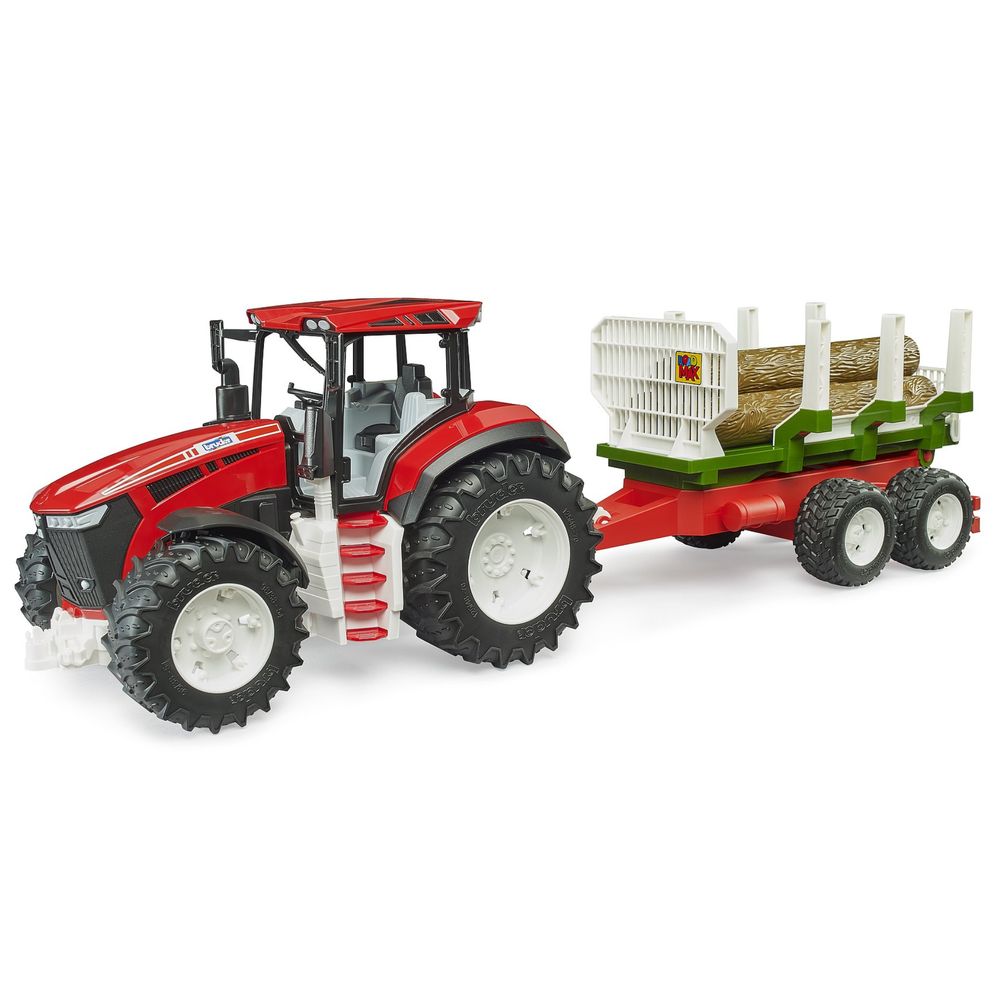 Bruder Roadmax Tractor with Forwarding Trailer and 3 tree trunks 03453