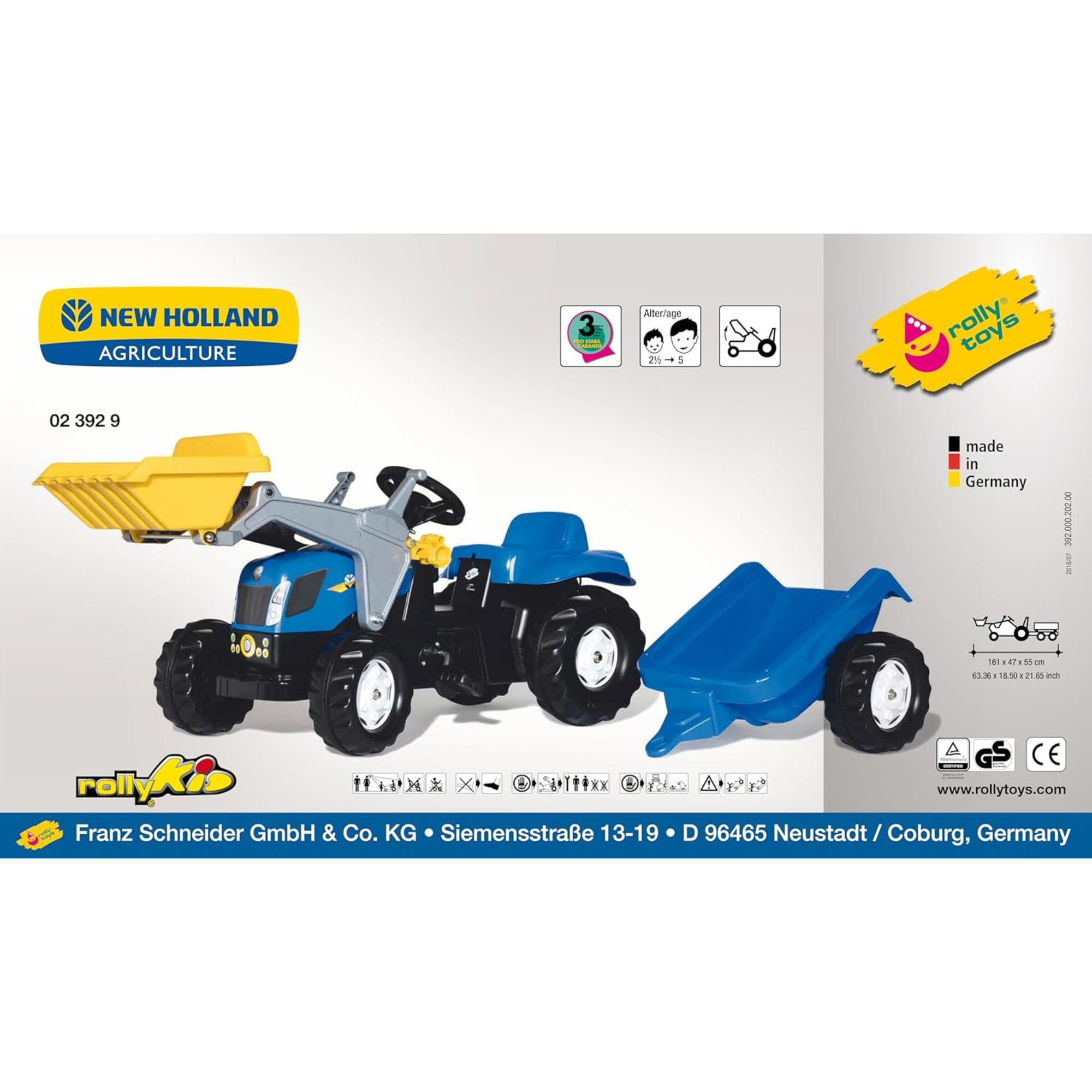 Rolly New Holland Pedal Tractor with Loader & Trailer