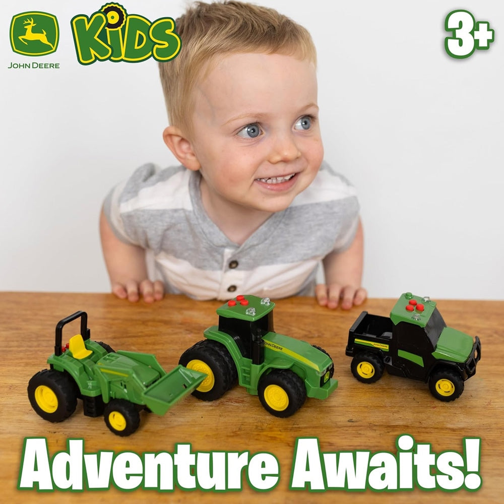 Tomy John Deere Realistic Farm Vehicles 3 Pack – With Lights, Sounds & Pull-Back Action