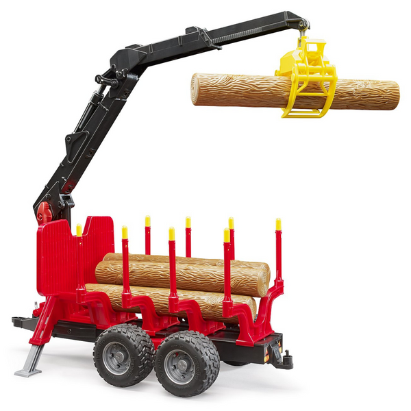 Forestry Trailer with Loading Crane & Logs