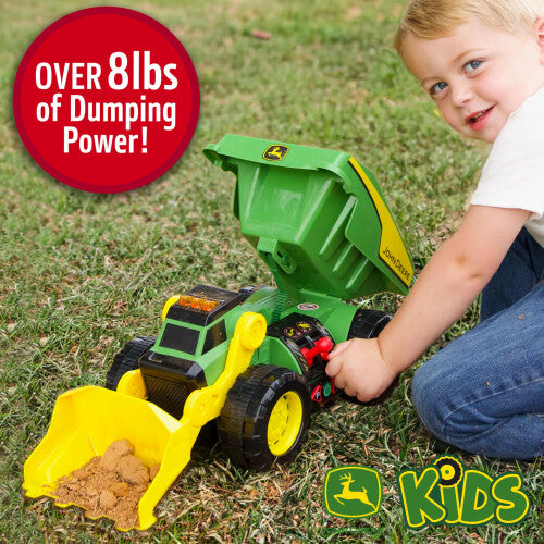 John Deere 18 2-N-1 Dig Rig Toy Dump Truck and Front Loader with Lights Sound and Motor with Dual Joystick Controllers