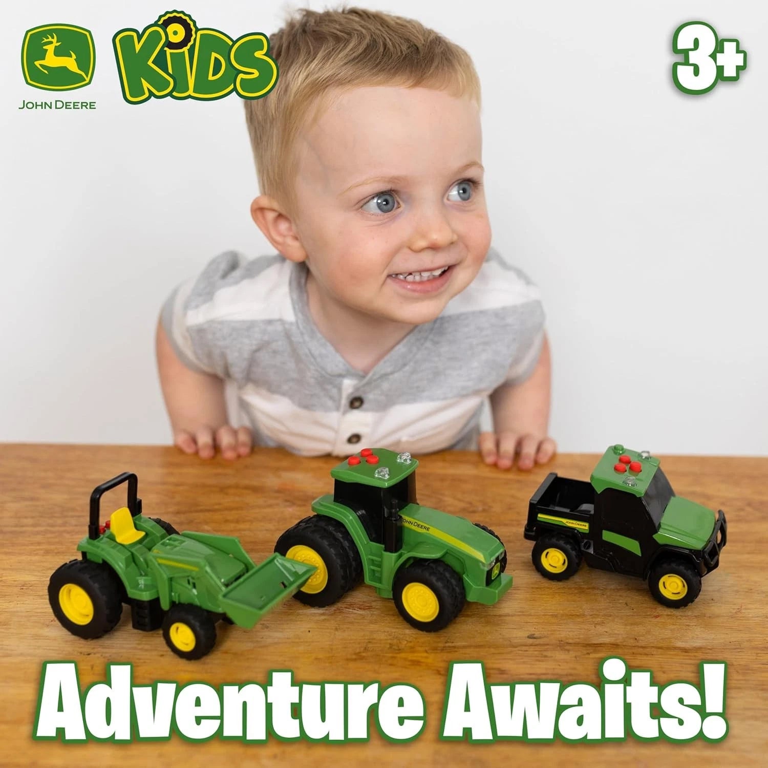 Tomy John Deere Farm Vehicles 3 Pack – Lights, Sounds & Pull-Back Action