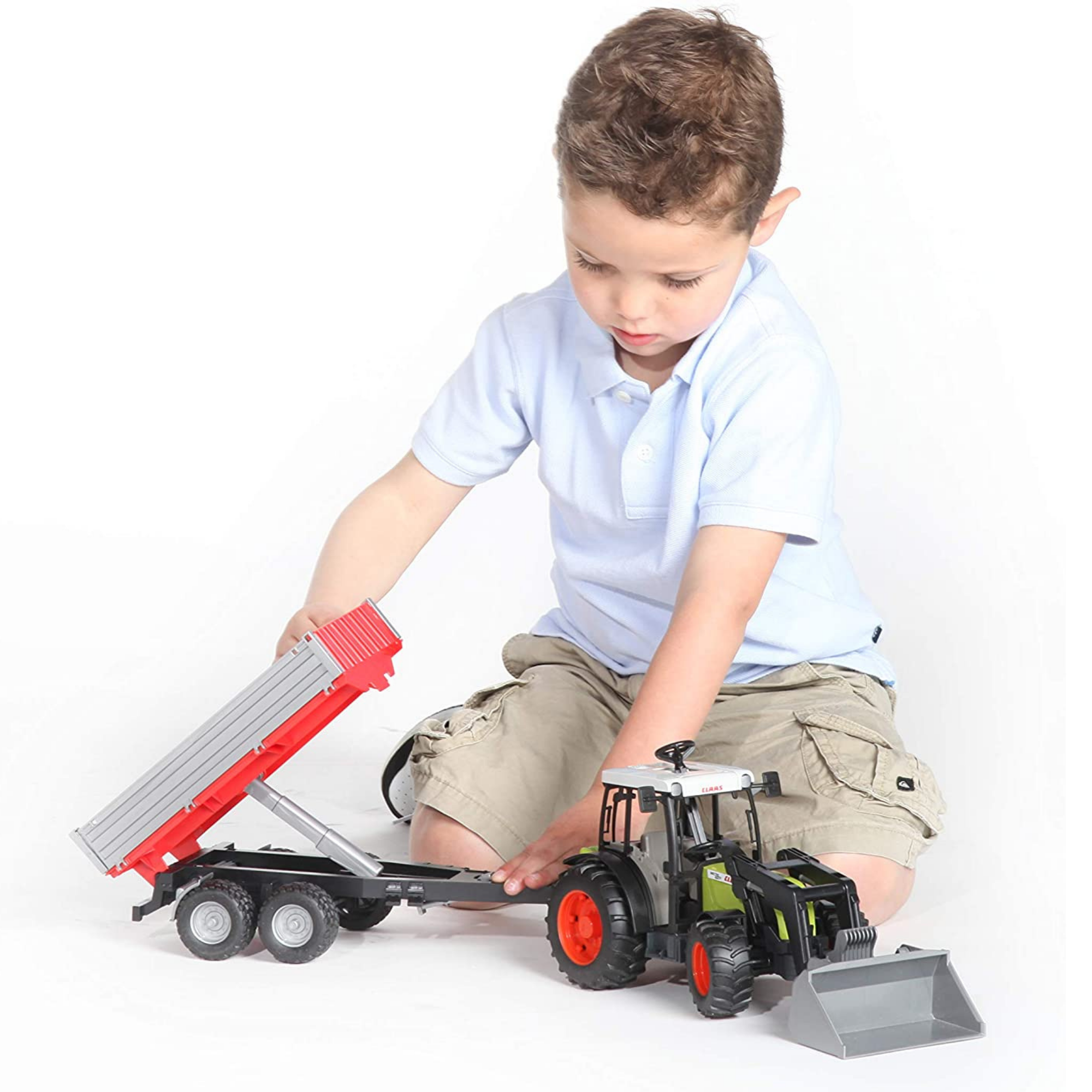 Bruder 02112 Claas Nectis Tractor with Frontloader & Trailer