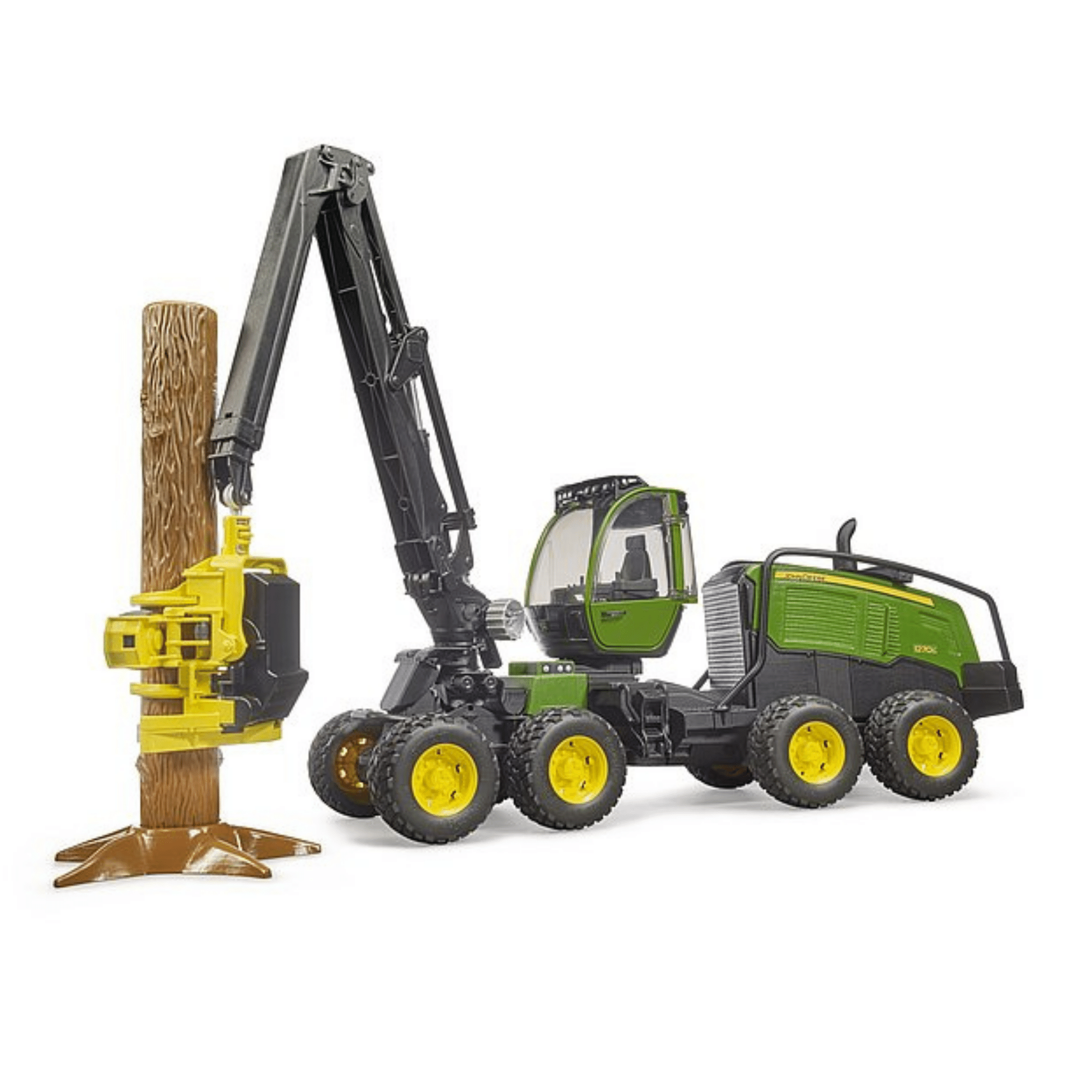 Bruder Toys John Deere Forestry Harvester with tree trunk