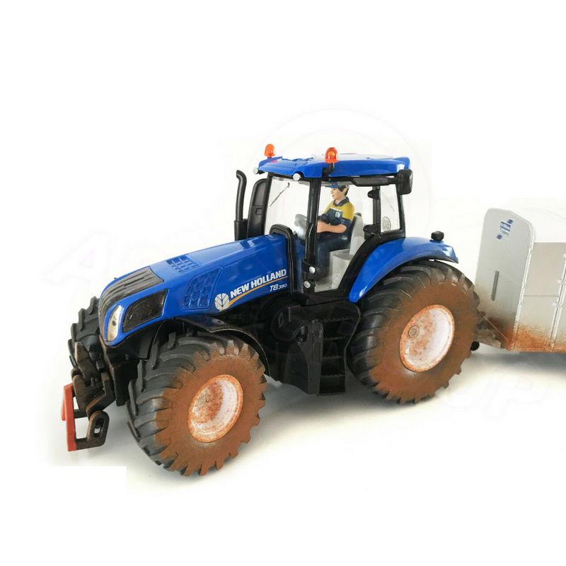 Siku Muddy New Holland T8.390 Tractor with Ifor Williams Trailer 8607