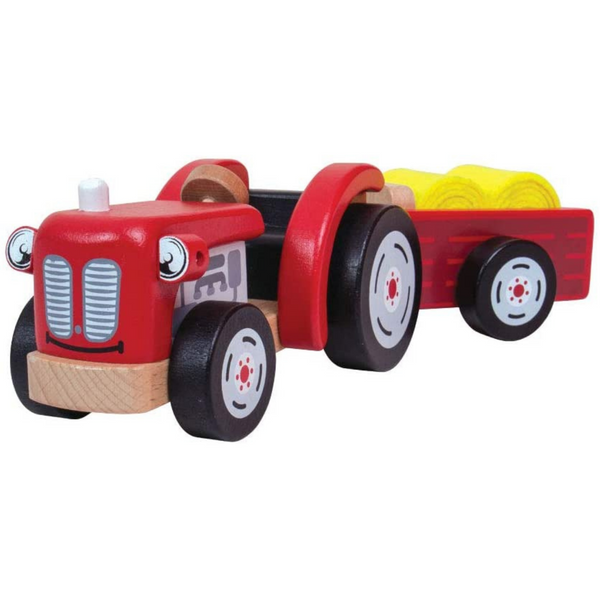 Tidlo Wooden Tractor and Trailer with Hay