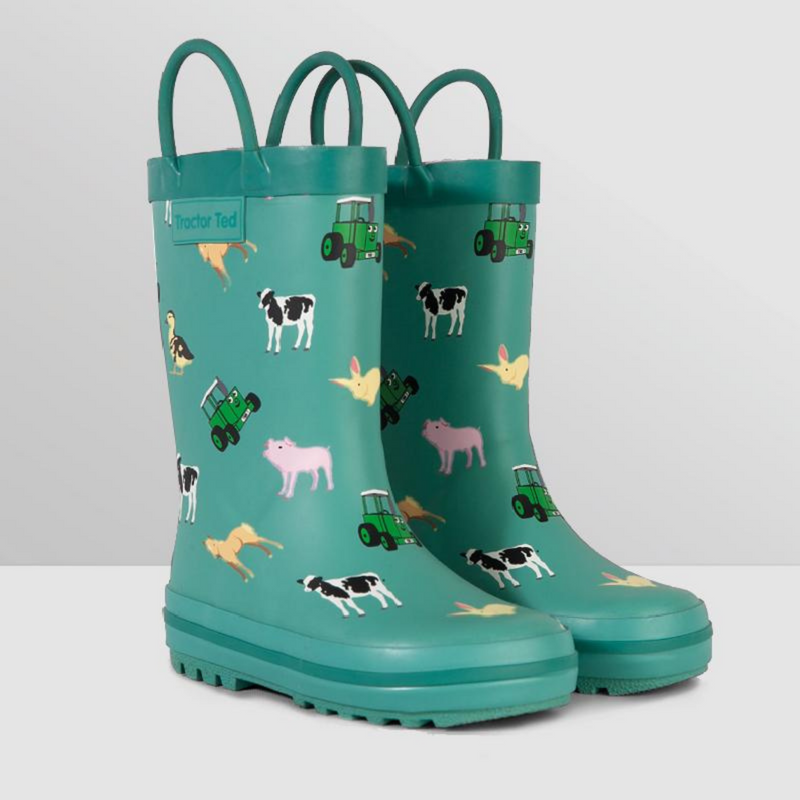 Tractor Ted CHILDREN'S WELLY BOOTS, BABY ANIMALS, GREEN