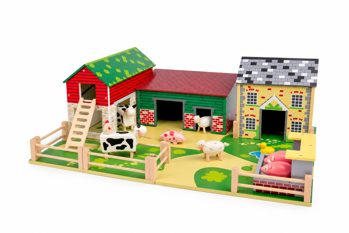 Wooden Oldfield Farm with Animals