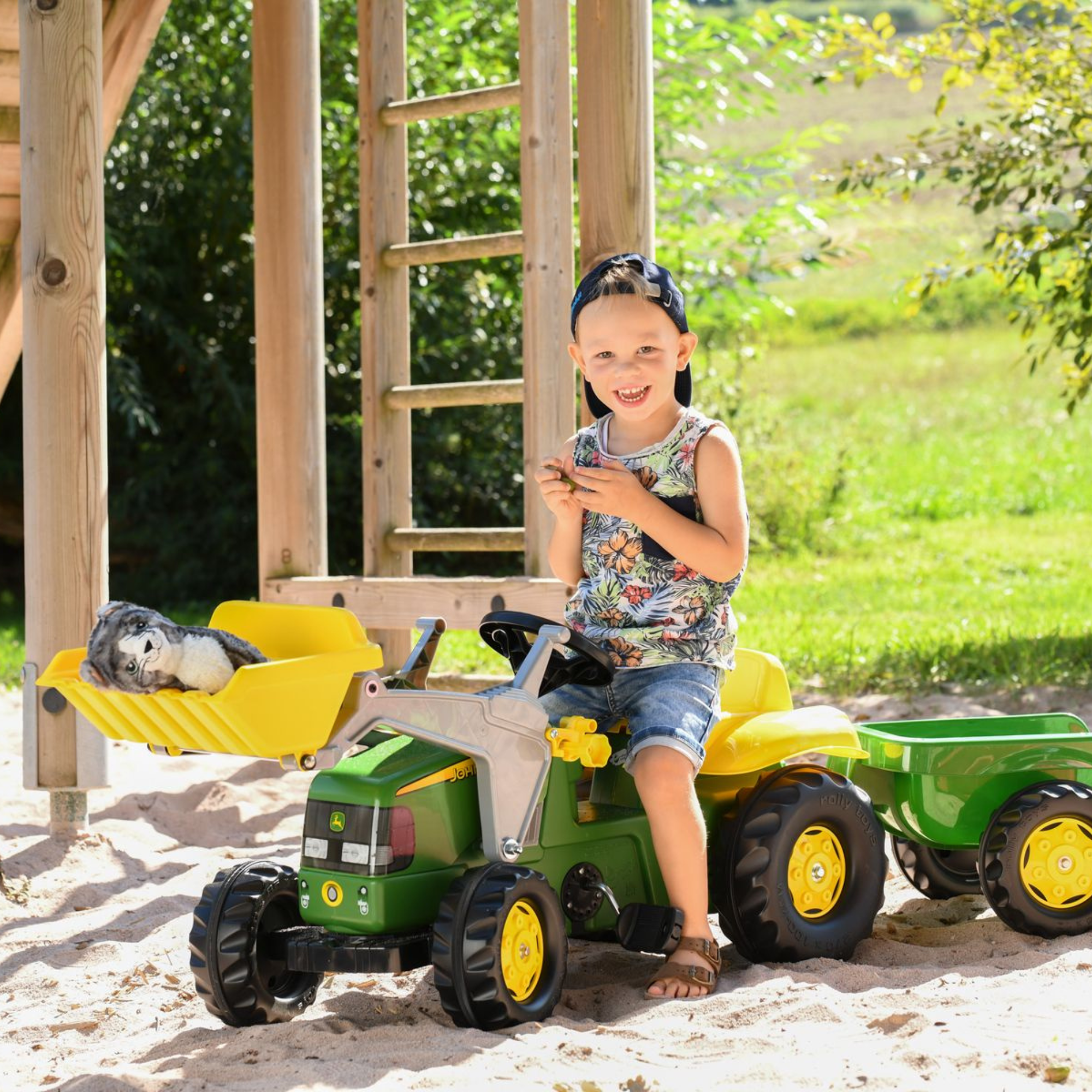 John Deere Rolly Kid Tractor & Trailer with Frontloader