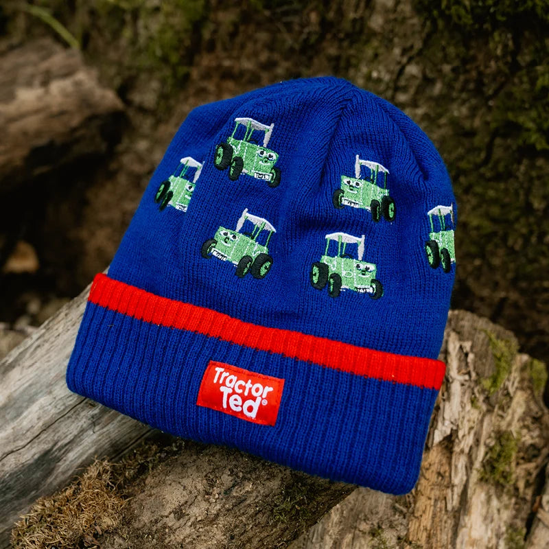 boy wearing the Tractor Ted Beanie 