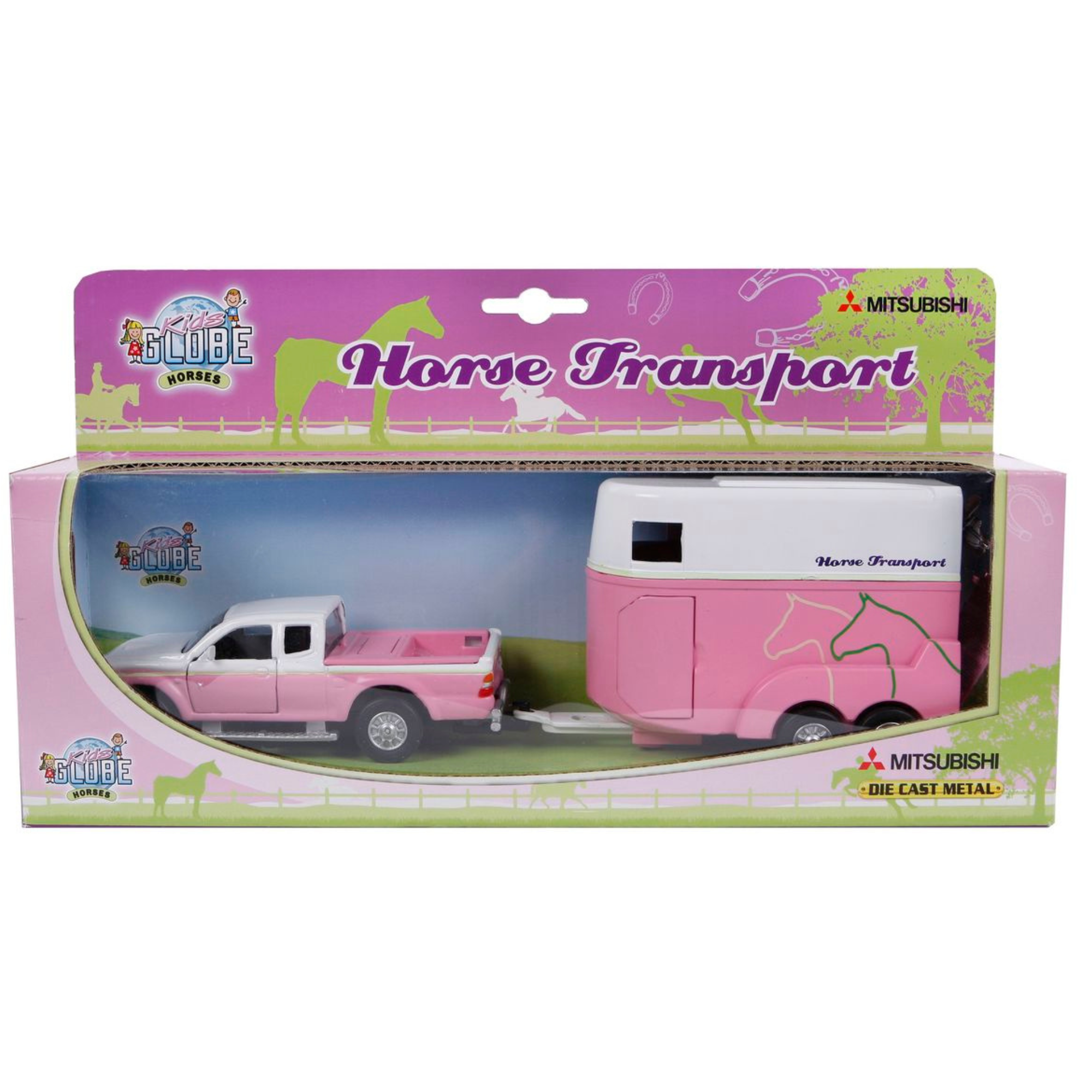 Kids Globe Toy 4x4 Mitsubishi L200 with Horse Trailer