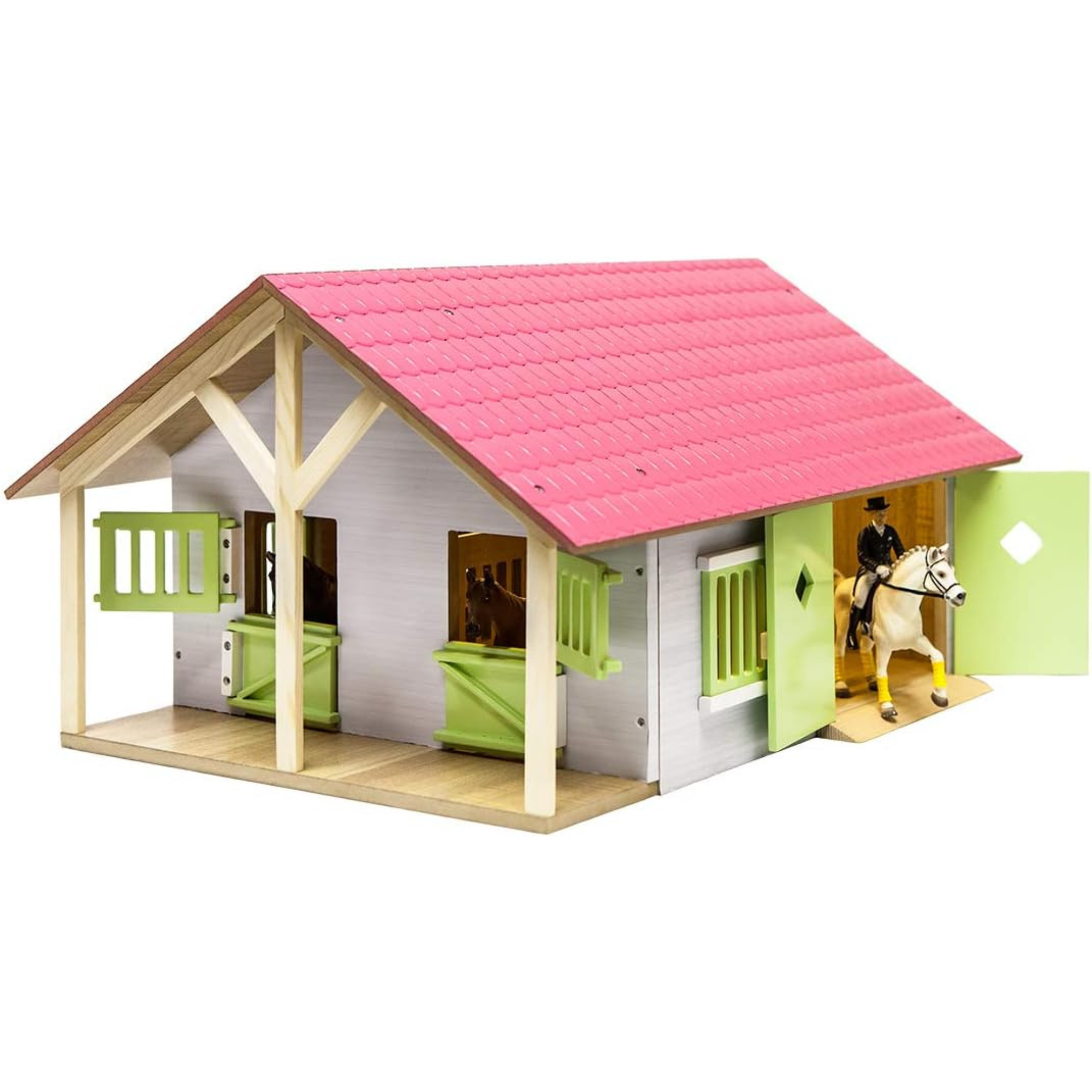 Kids Globe Toy Wooden 1:24 Scale Pink Stable