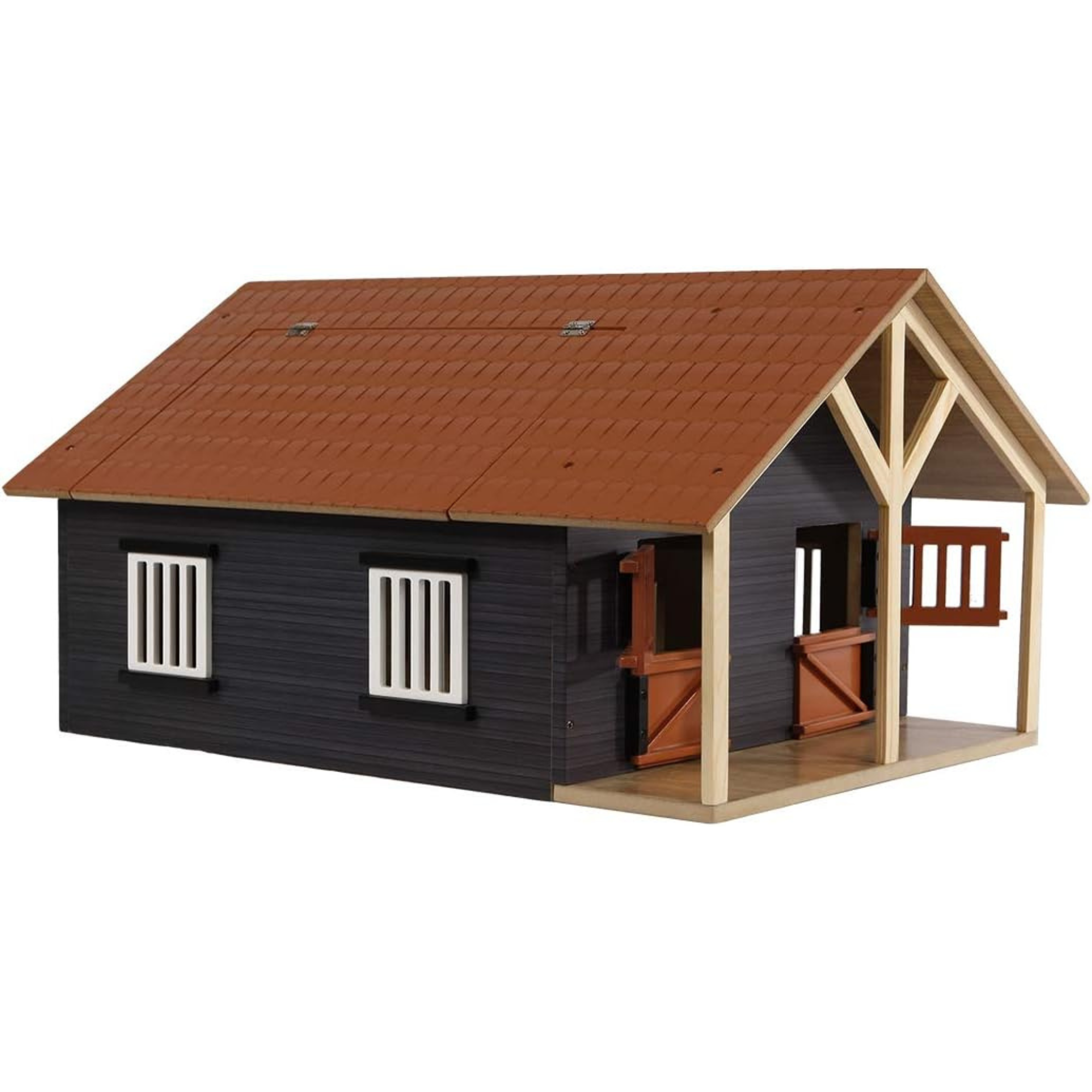 Kids Globe 610167 Wooden Horse Stable Toy with Workshop and Movable Roof