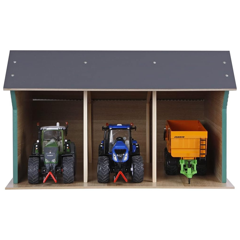 Toy Wooden Farm Shed for 3 Tractors
