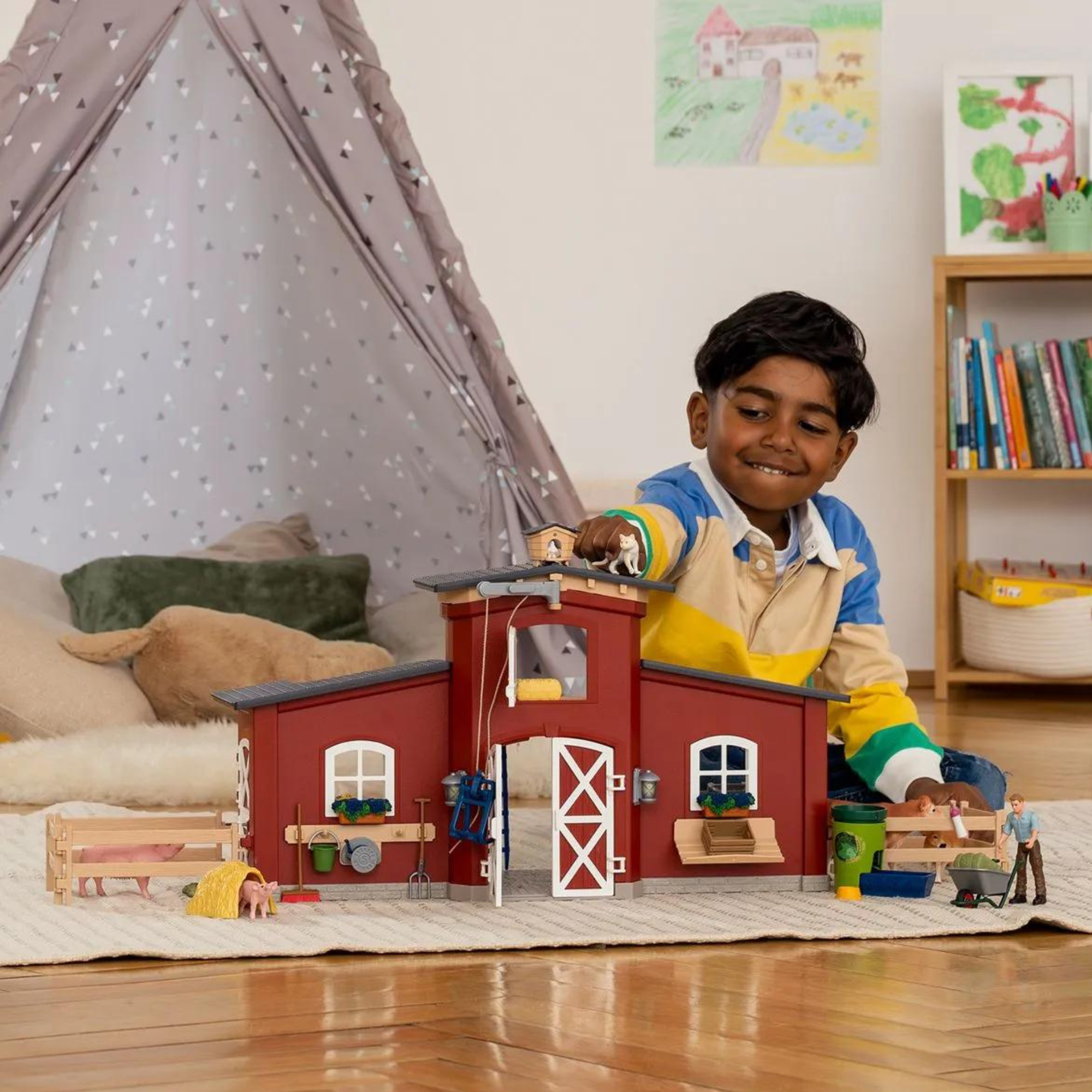 Large Barn with Animals and Accessories 42606