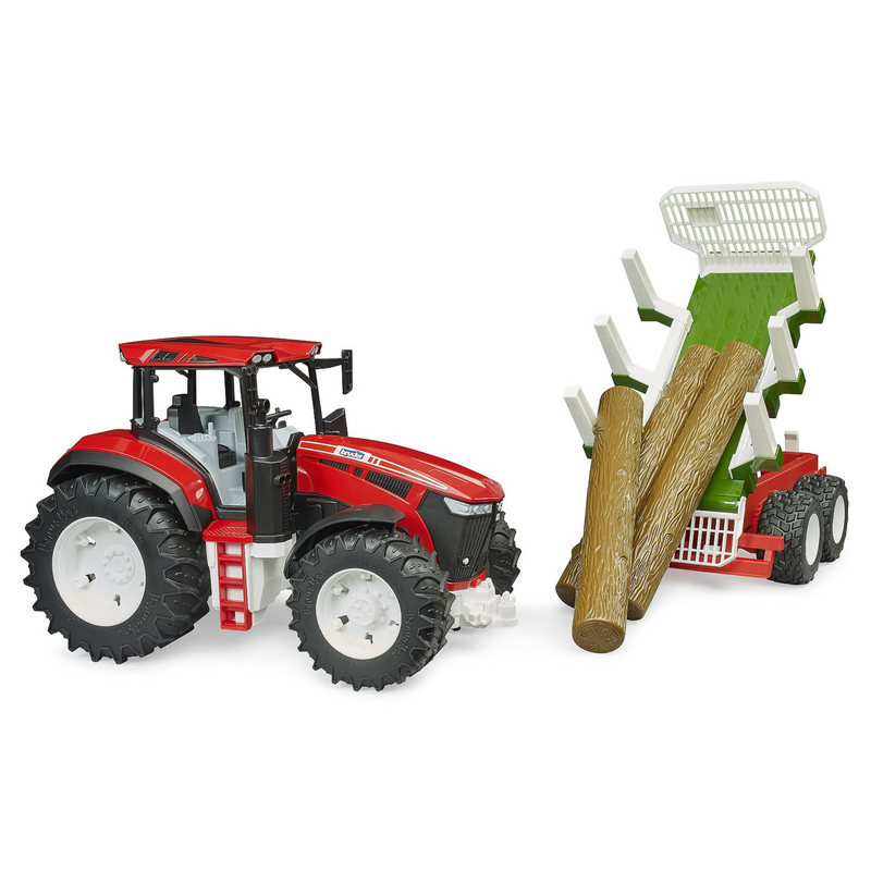 Bruder Roadmax Tractor with Forwarding Trailer and 3 tree trunks 03453