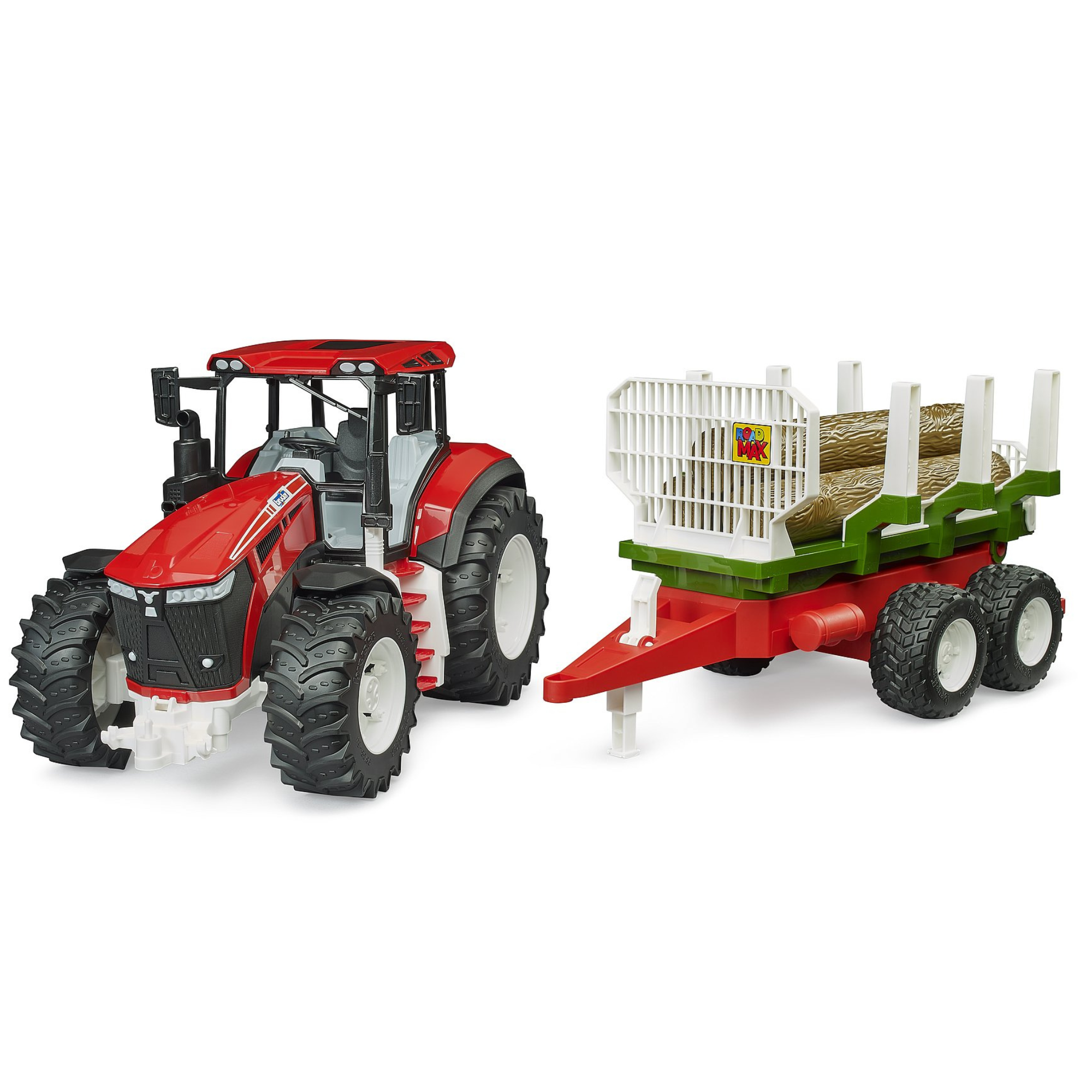 Bruder Roadmax Tractor with Forwarding Trailer and 3 tree trunks 03453