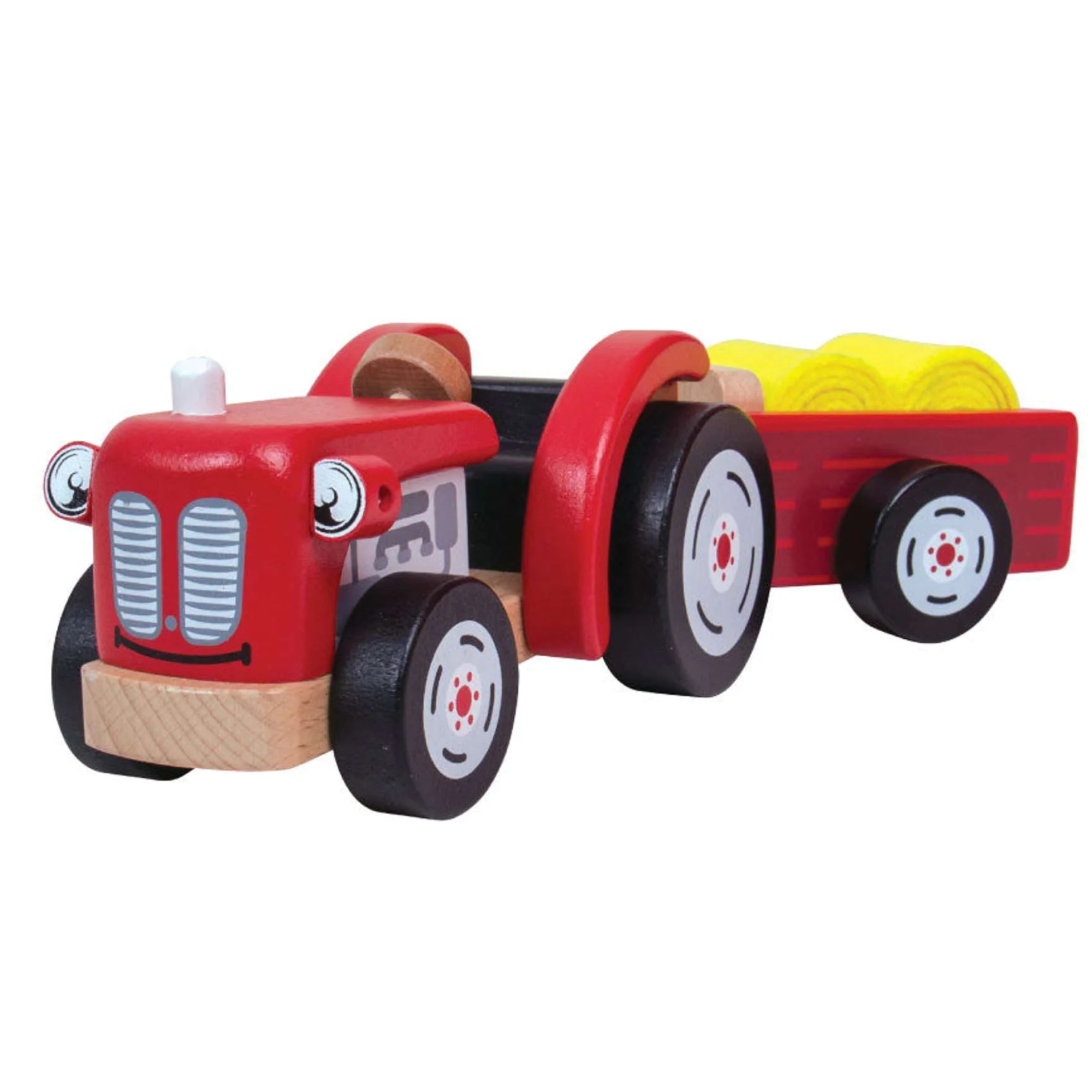 Ticlo Wooden Red Tractor and Trailer Toy