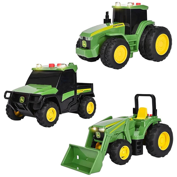 Tomy John Deere Realistic Farm Vehicles 3 Pack – With Lights, Sounds &amp; Pull-Back Action