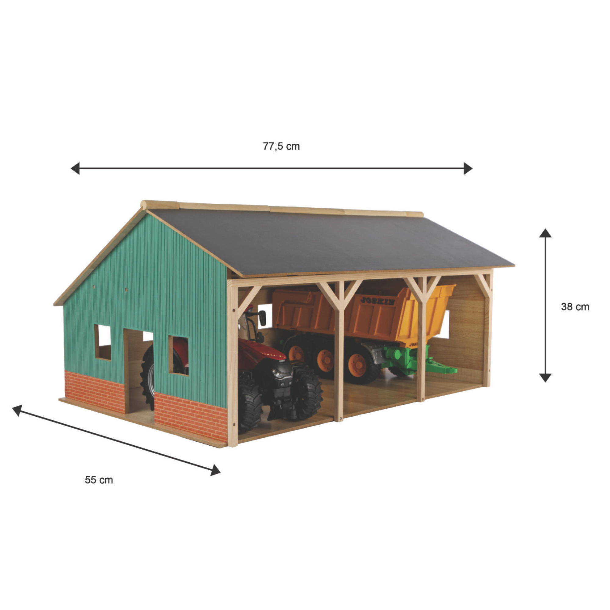 Large Scale Wooden Farm Shed for 3 Tractors