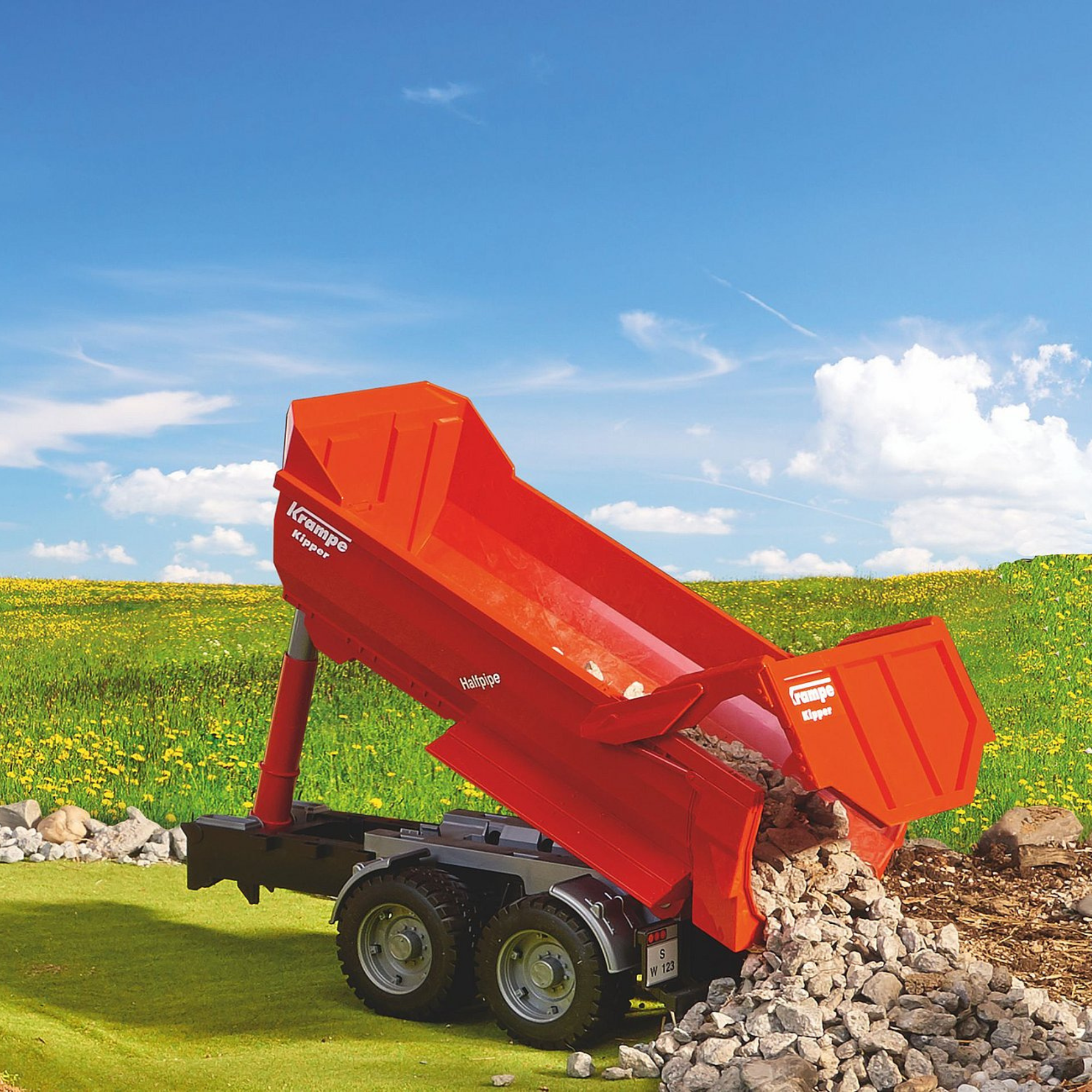 Bruder Toys Red Half Pipe Trailer 02225