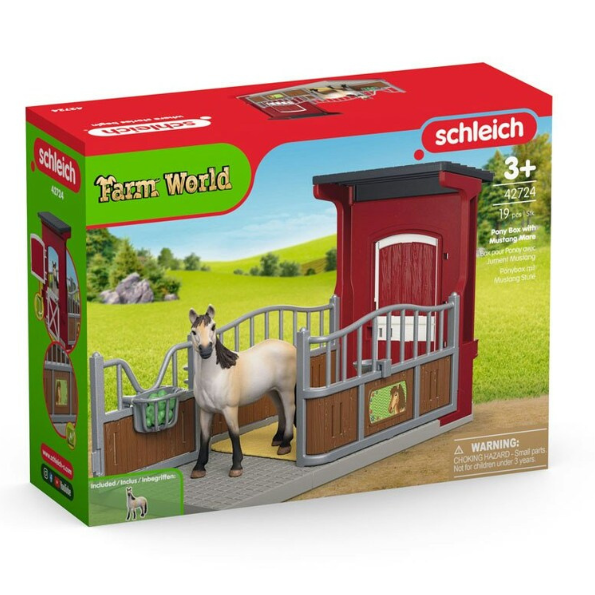 Schleich Pony Box with Mustang Mare Toy Playset