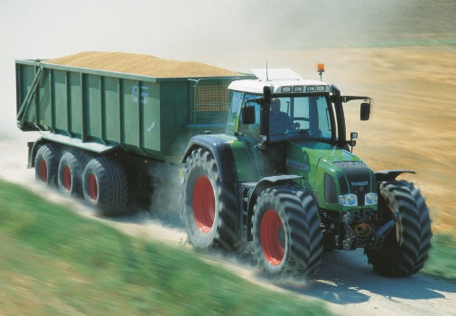 Green Fendt Tractor and Grain Trailer Greeting Card