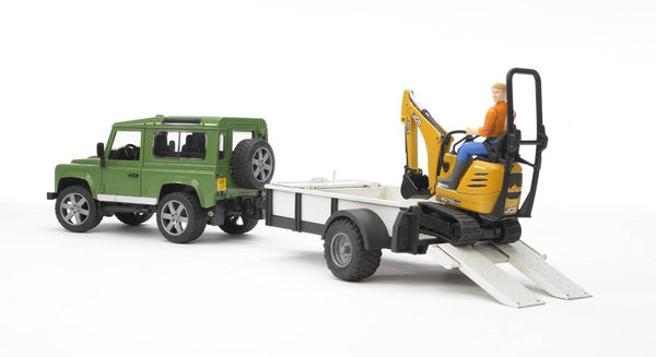 Bruder Land Rover Defender, Trailer, JCB Excavator & Man 02593