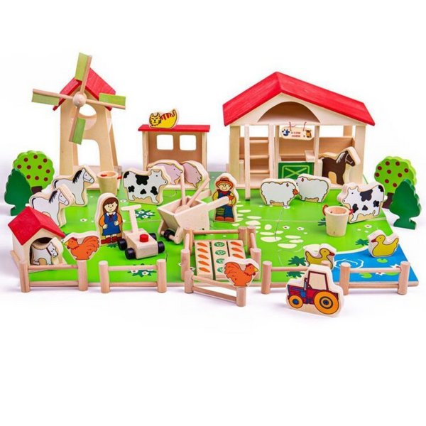 Bigjigs Toy Wooden Play Farm Set