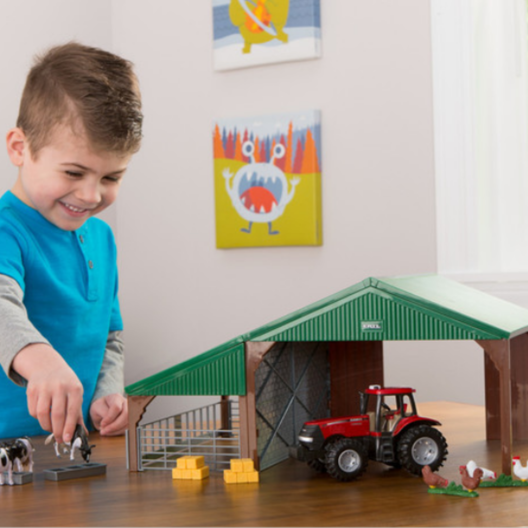 Britains Toys Farm Building Set with Case Tractor