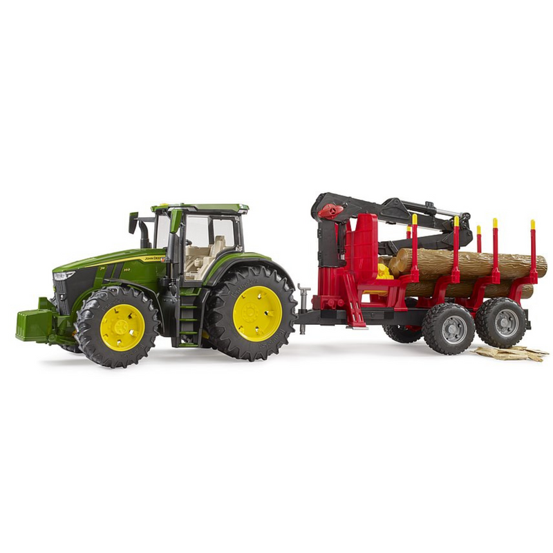 Bruder Toys John Deere 7R350 Tractor with Frontloader & Forestry Trailer 03154