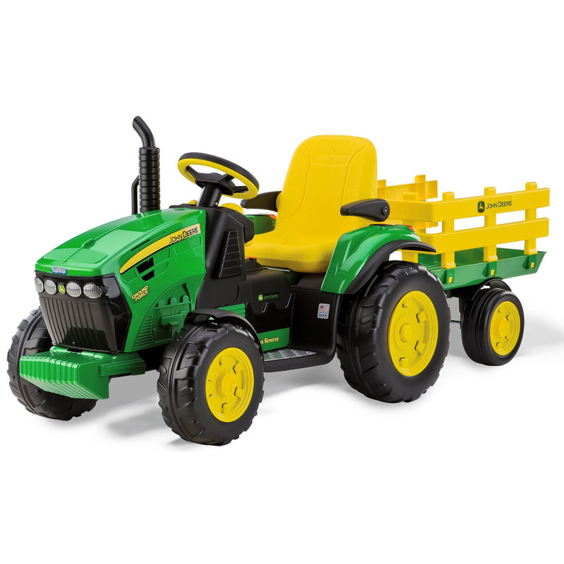 Peg Perego Ground Force John Deere 12V ride on tractor for kids.