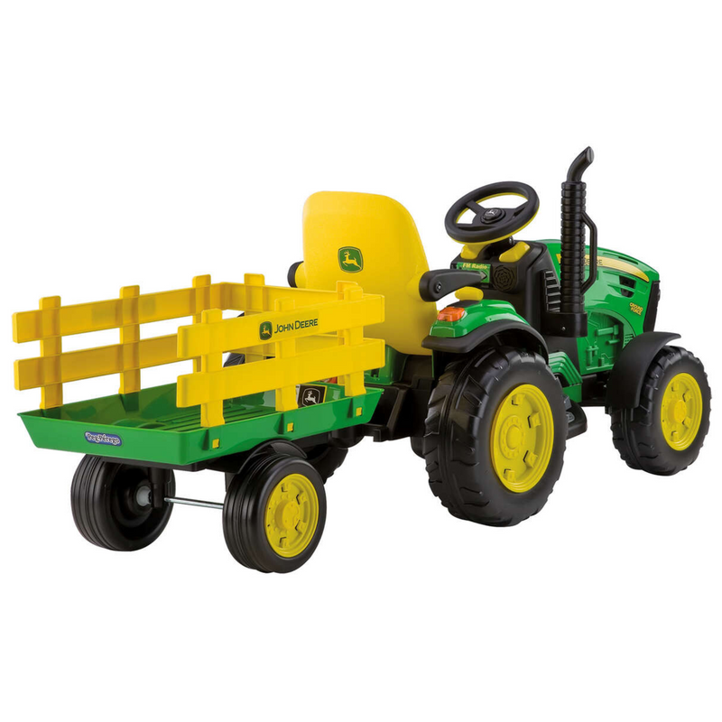 Peg Perego Ground Force John Deere 12V ride on tractor for kids.