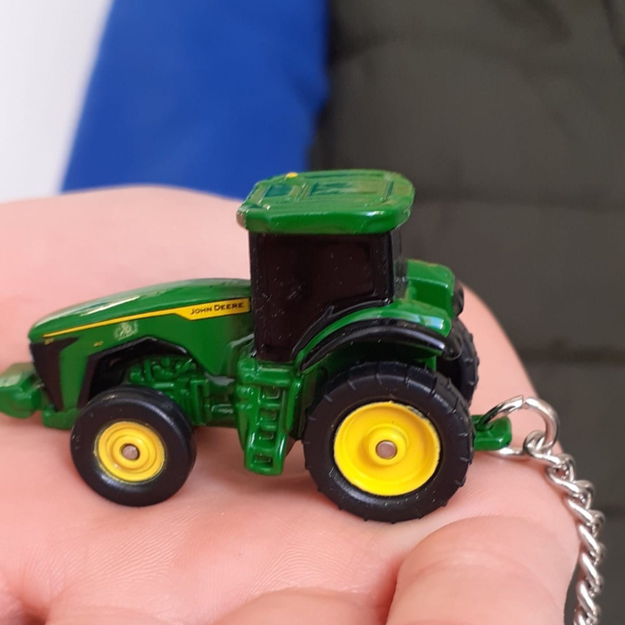 John Deere Yellow Fabric Keychain – Double-Sided Embroidered – Tractor Key Tag
