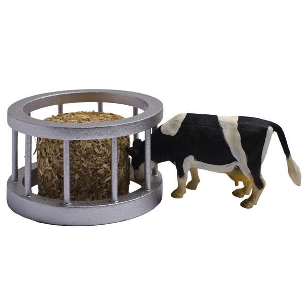 Kids Globe 1961 Feeder Ring with Round Bale & Cow