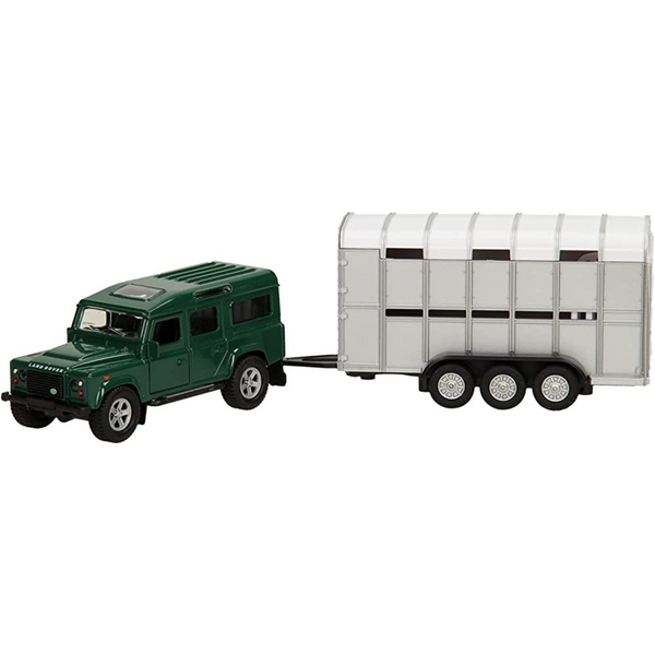 Kids Globe Toy Land Rover Defender with Cattle Trailer