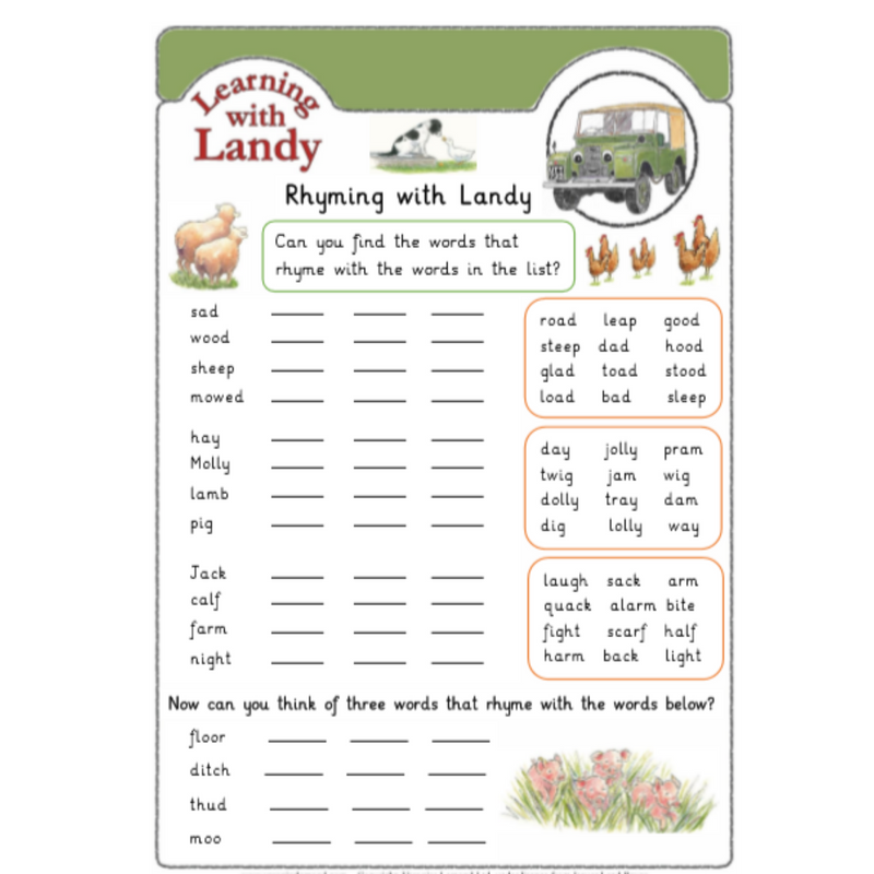 Rhyming with Landy worksheets
