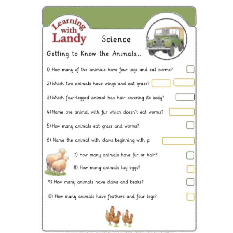 Learning with Landy Landy Science Worksheet
