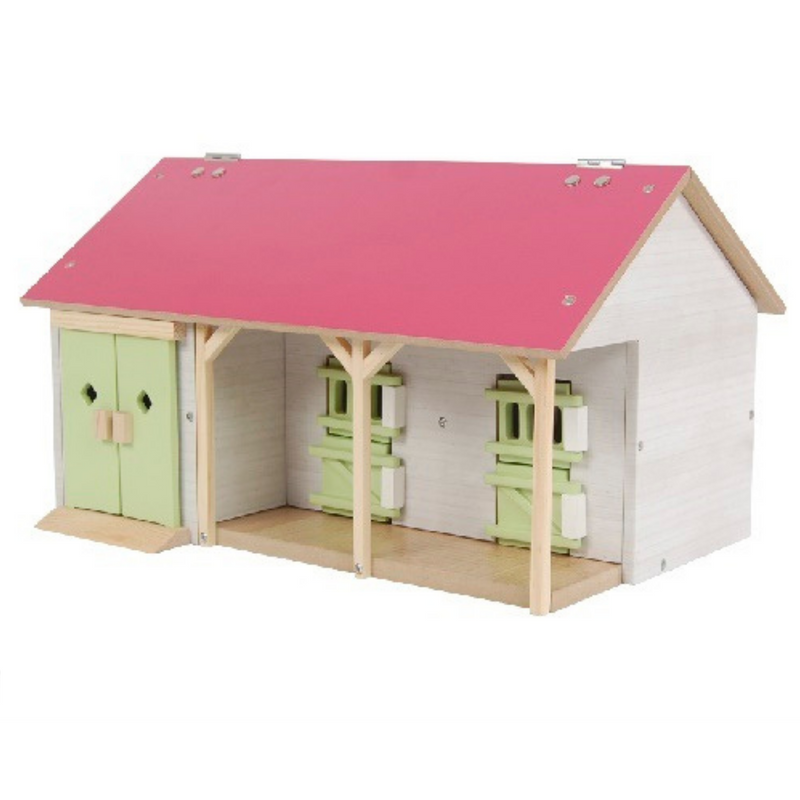 Kids Globe Wooden Pink Horse Stable with 2 Boxes