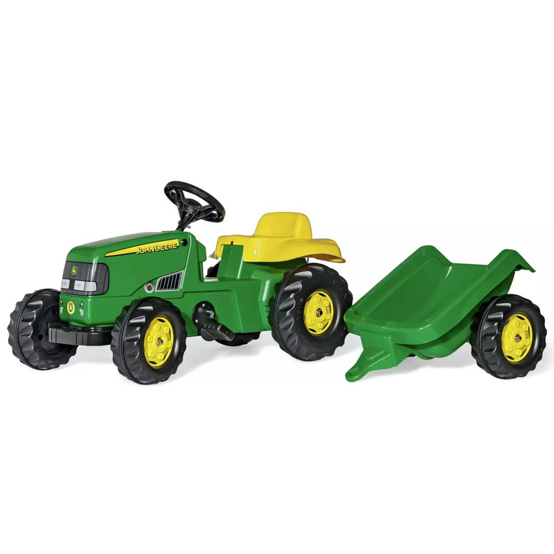 John deere metal pedal tractor with shop trailer