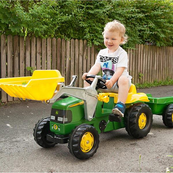 Rolly Toys Ride On John Deere Tractor & Trailer with Frontloader