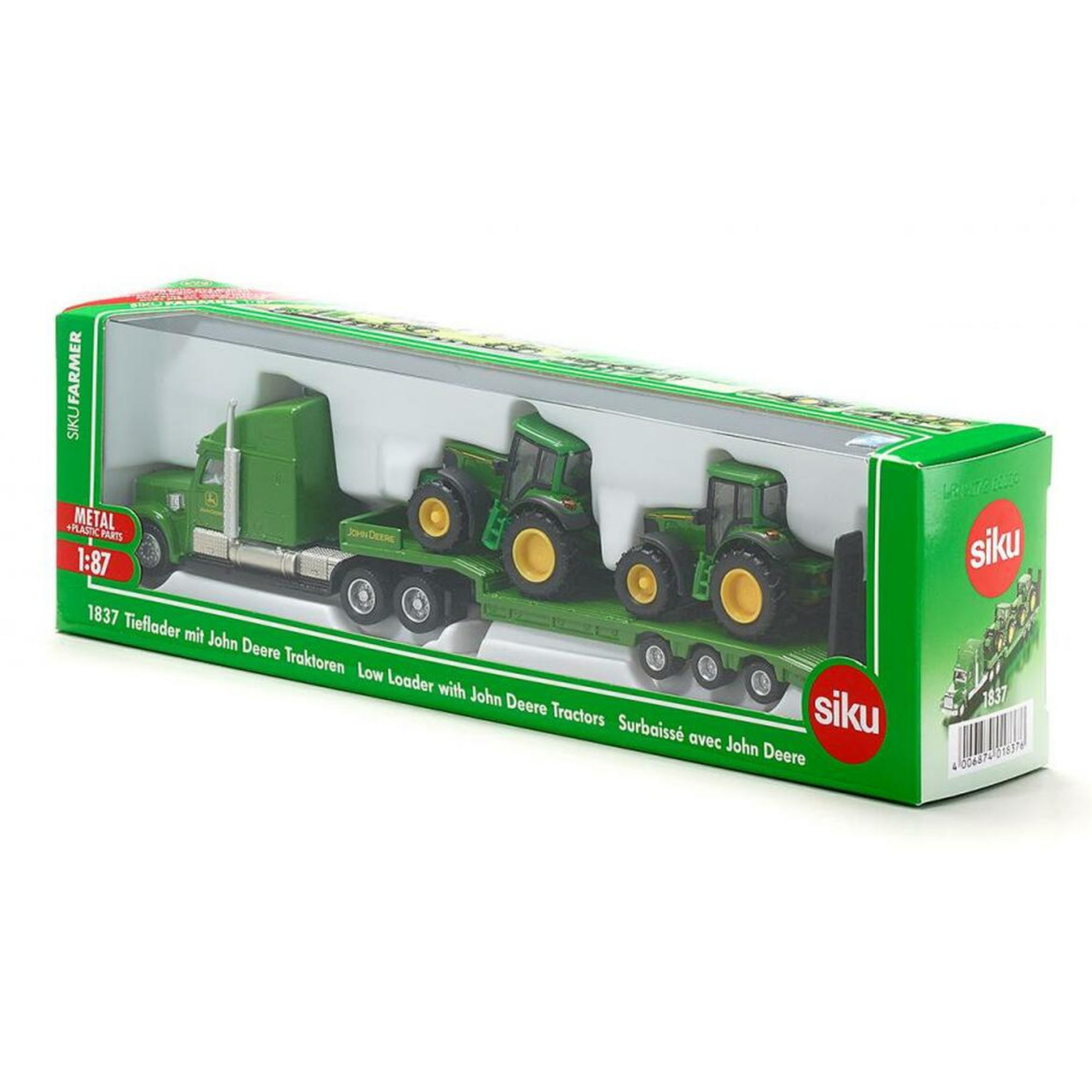 Siku 1837 Mini John Deere Low Loader & 2 John Deere Tractors