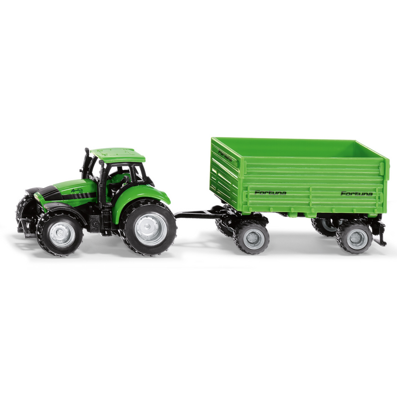 Siku Mini Deutz Fahr with Fortuna 4 Wheel Trailer 1606