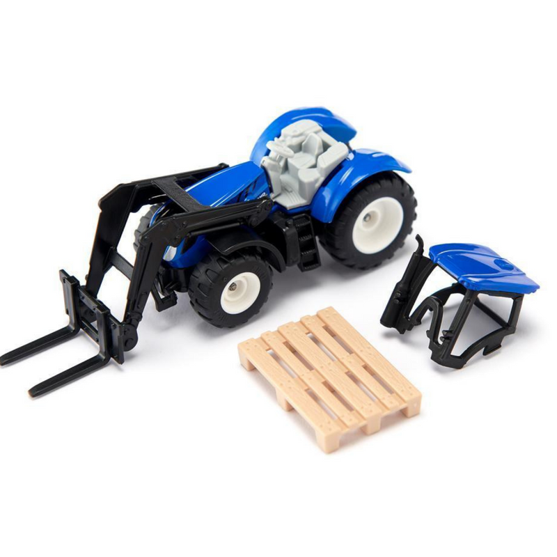 Siku Mini New Holland Tractor with Pallet Fork & Pallet