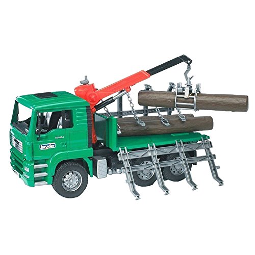 Timber Truck with Loading Crane & 3 Logs (Bruder) [02824]