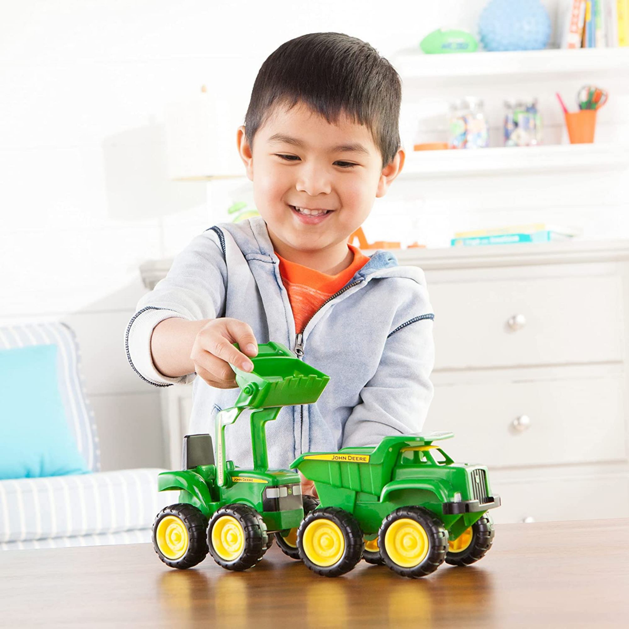 Tomy John Deere Mini Sandbox Tractor & Dump Truck